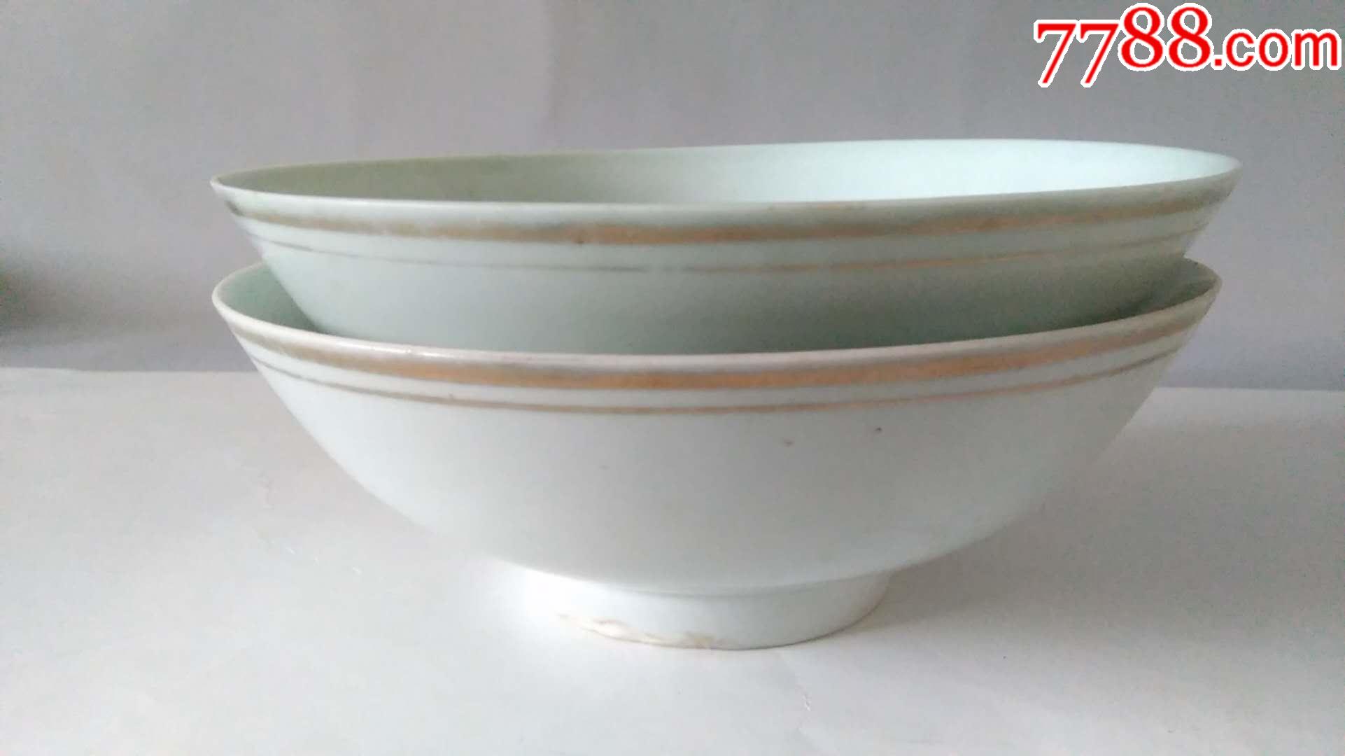 漂亮的民国白釉金边大碗一对_第1张_7788陶瓷