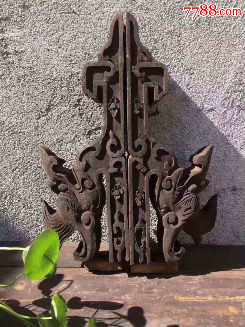 清代古建筑龙头木雕一对