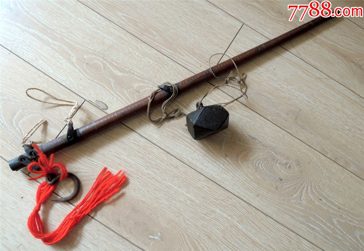 度量衡收藏190302解放前后边疆大号多面铁砣硬木杆秤一套61cm