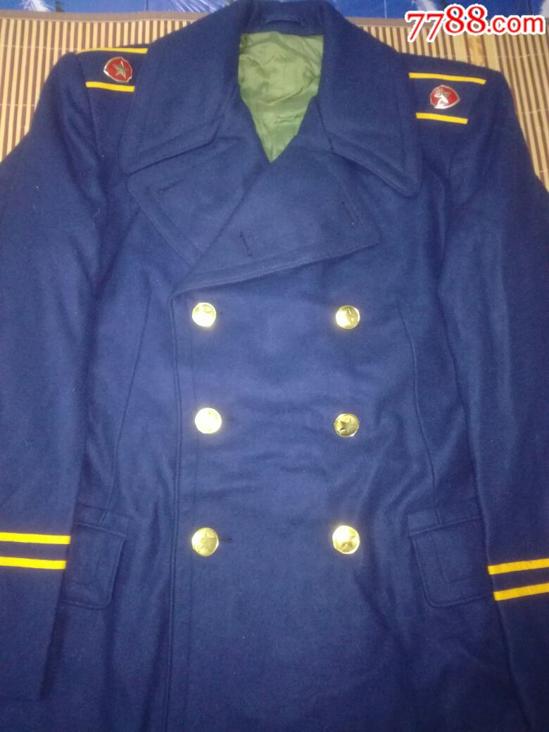 老保卫干部经济民警海蓝色毛呢子大衣