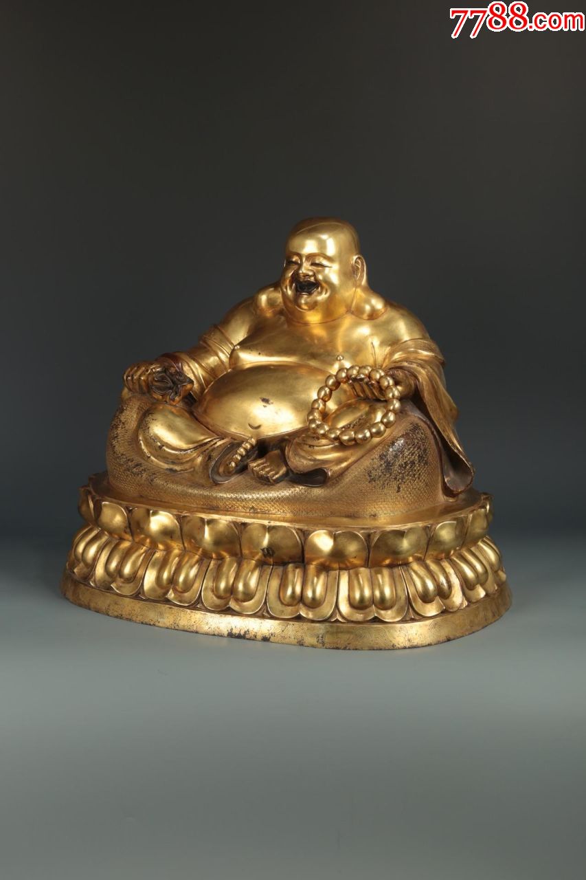 大明永乐年施款精铸铜胎鎏金弥勒佛坐像此尊弥勒佛