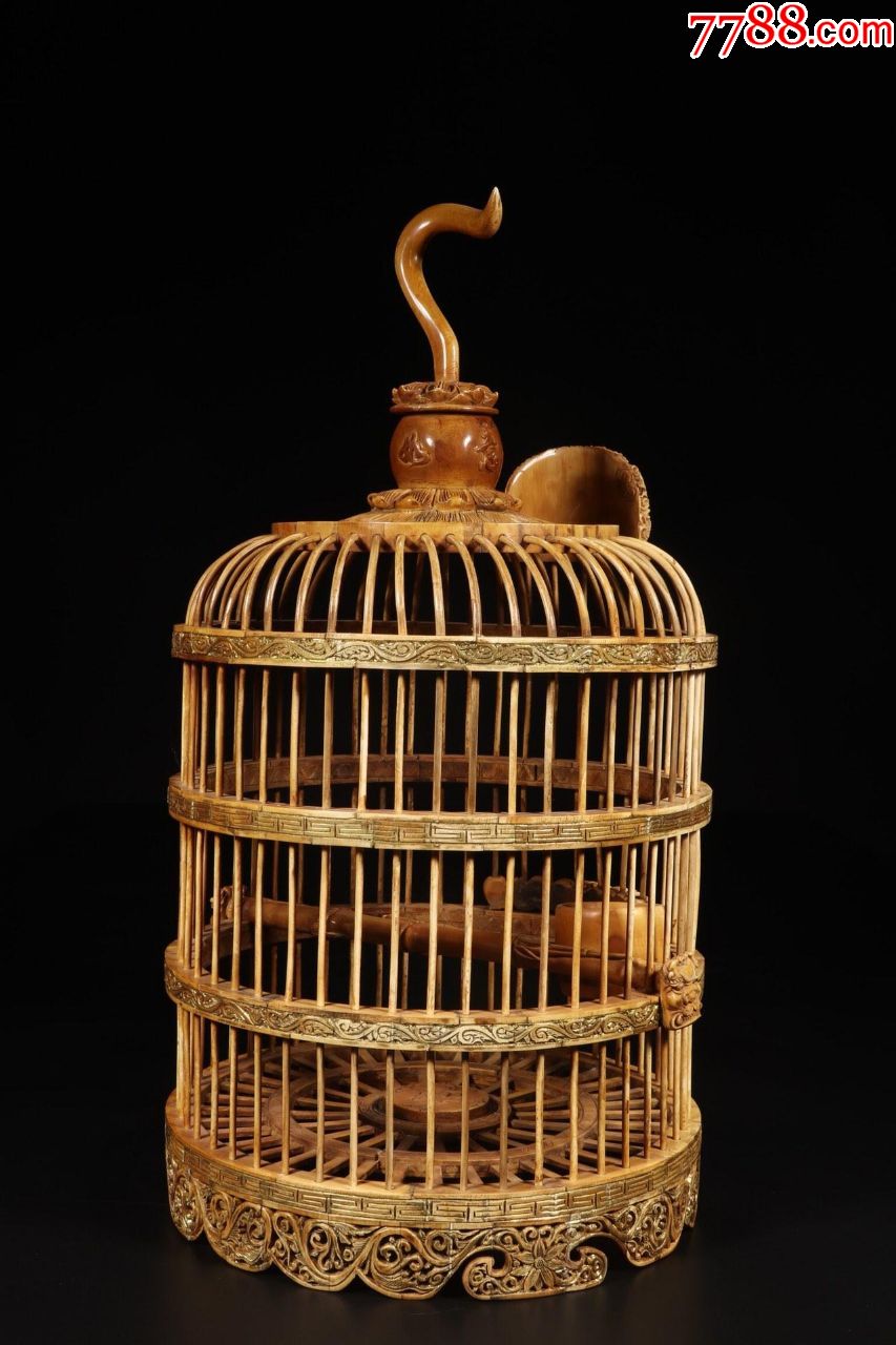 旧藏珍贵材质龙吐珠鸟笼
