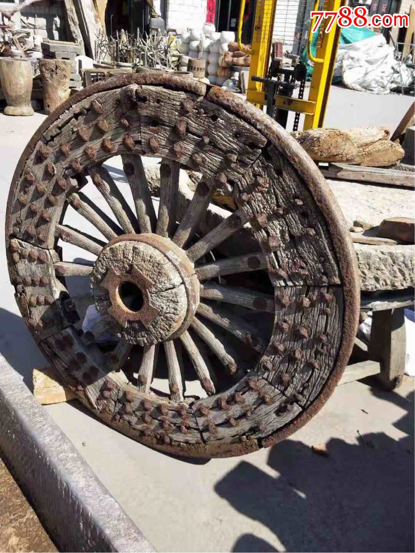 明代老车轮.品相完整.铁瓦齐全.