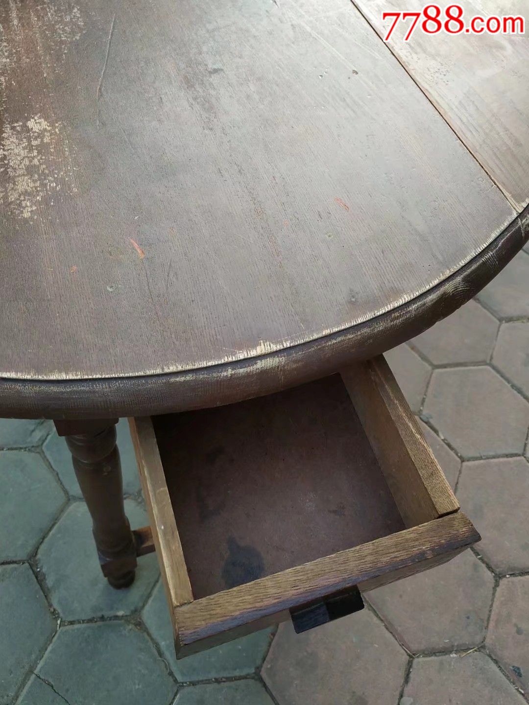 桌子,老式实木折叠圆桌-木桌/几/案-7788收藏