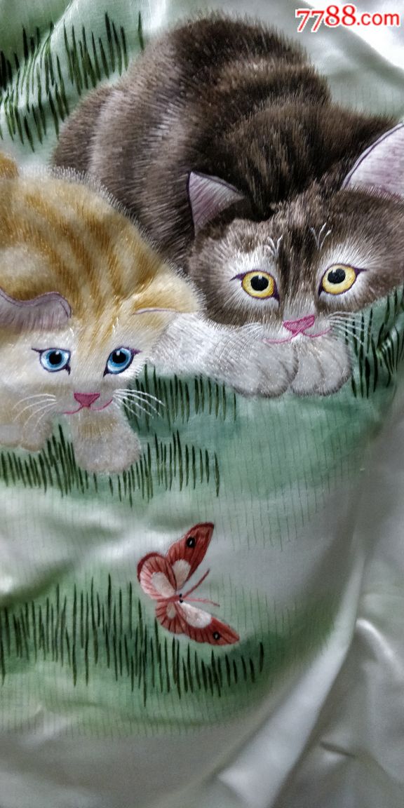 湘绣无猫戏蝶大尺寸一副