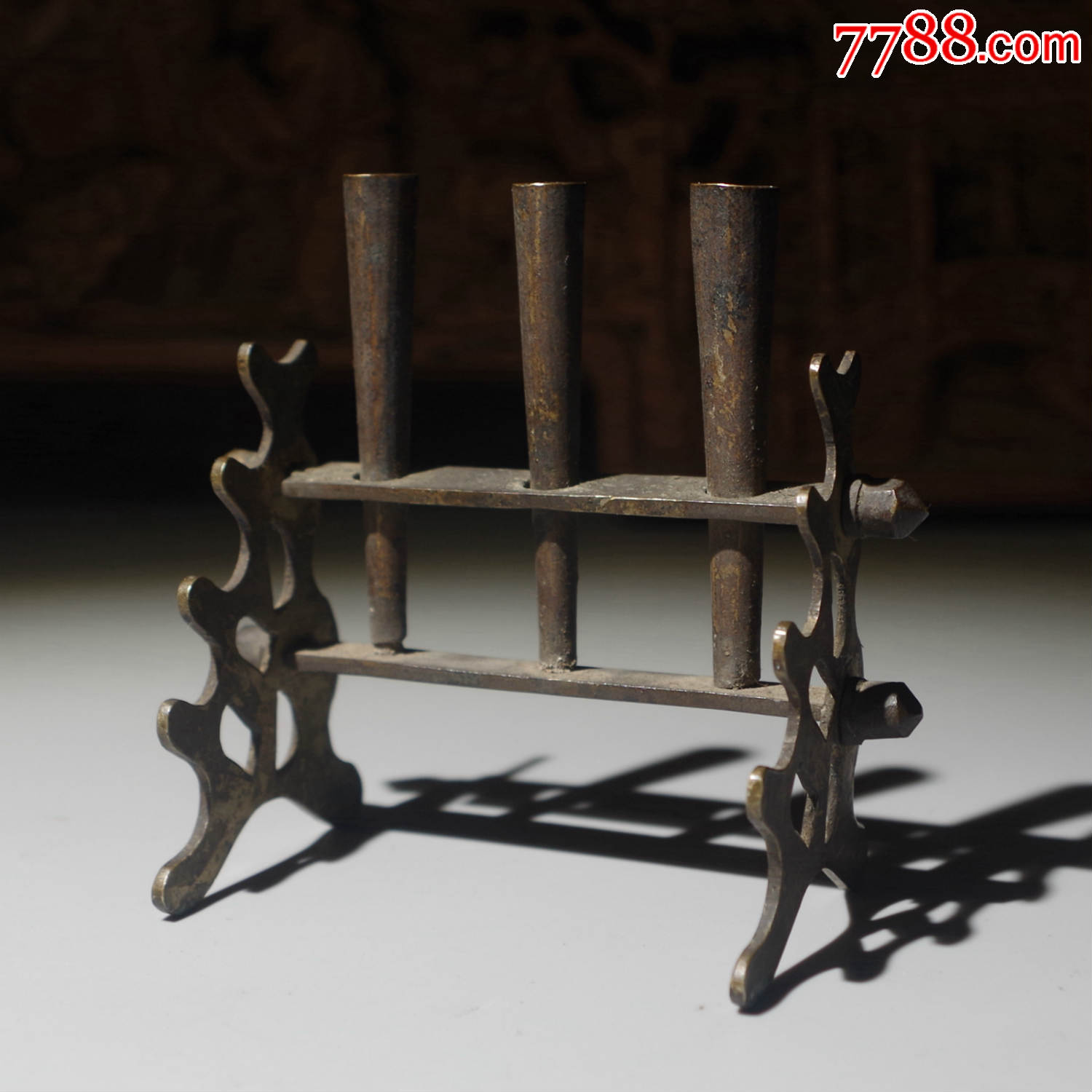 清代铜笔架文房笔插笔搁铜器