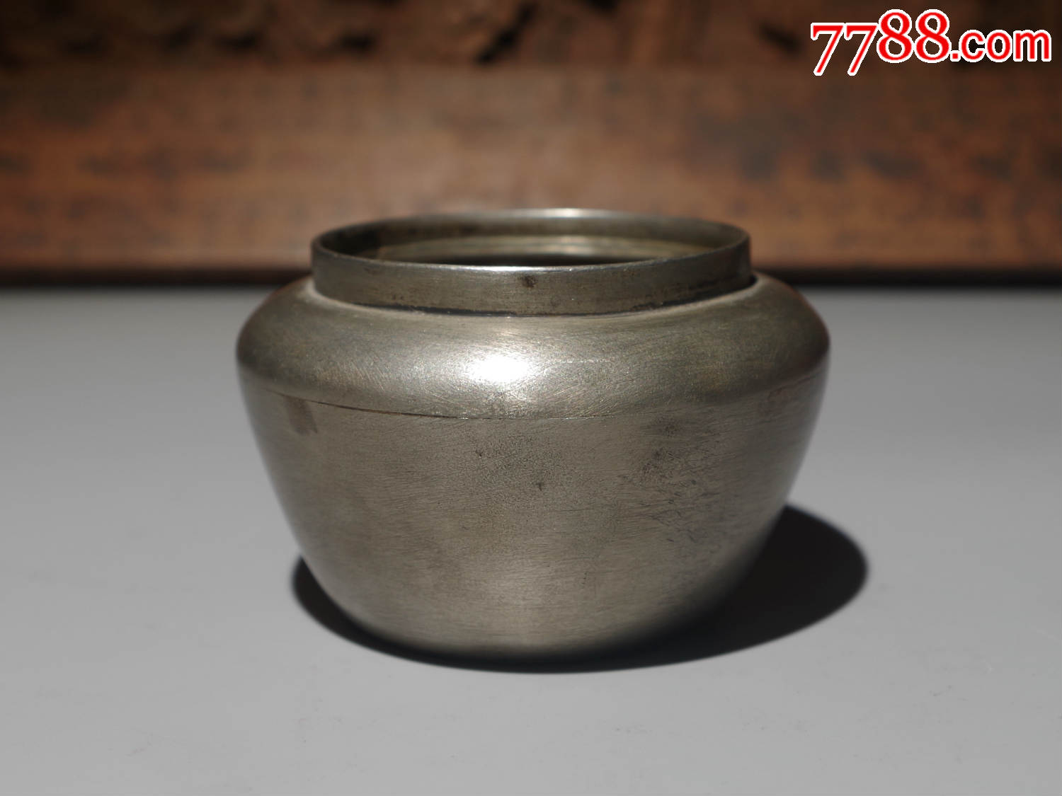 民国白铜水盂水丞文房铜器铜杂案头书桌摆件装饰收纳