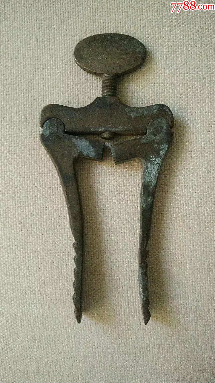 民国时期的中医器具《丁字口腔开口器小儿舌钳》铜质古玩收藏品