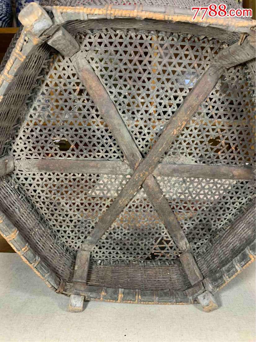 古董古玩收藏杂项清代竹篮藤篮竹编篮子竹筐竹子竹制品衣篮篮筐