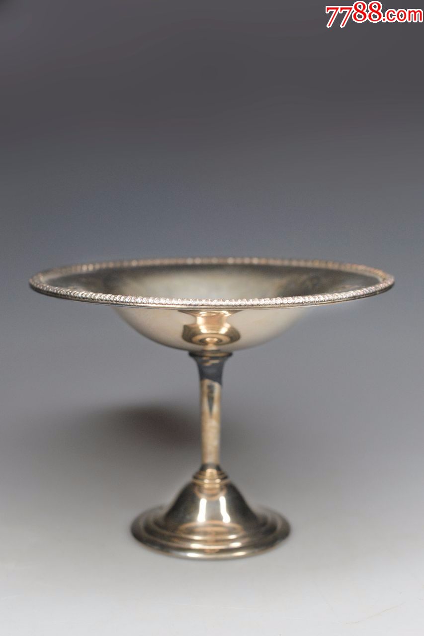 西洋古董高足盘老盘子海外欧洲回流纯手工高足铜鎏银壶古玩托盘