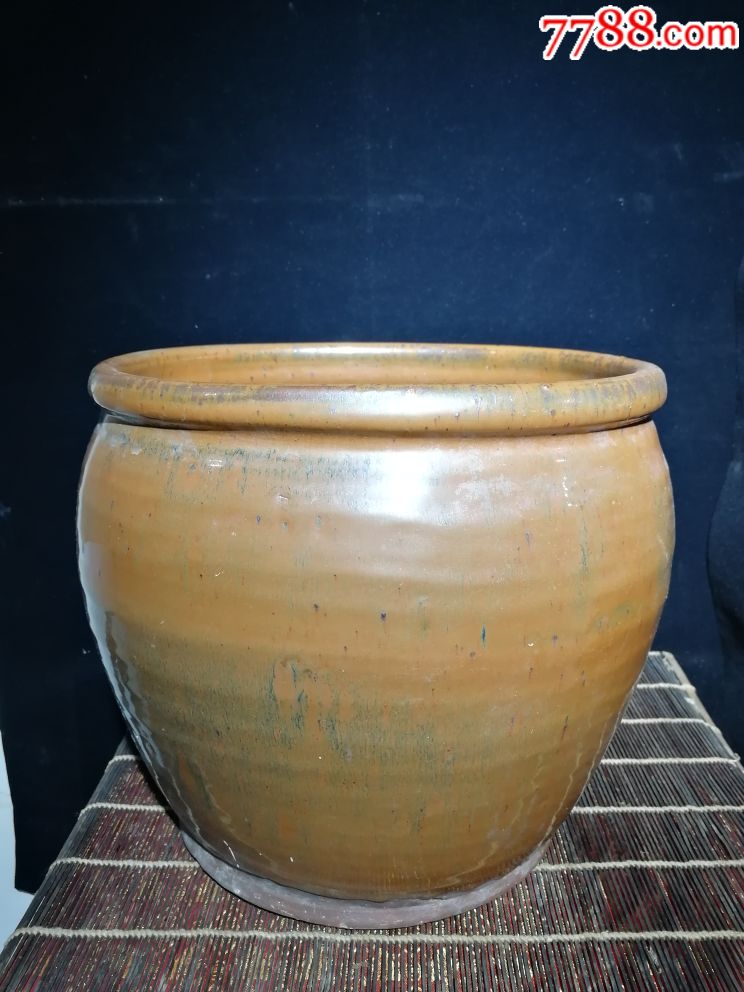 清代紫金釉画缸