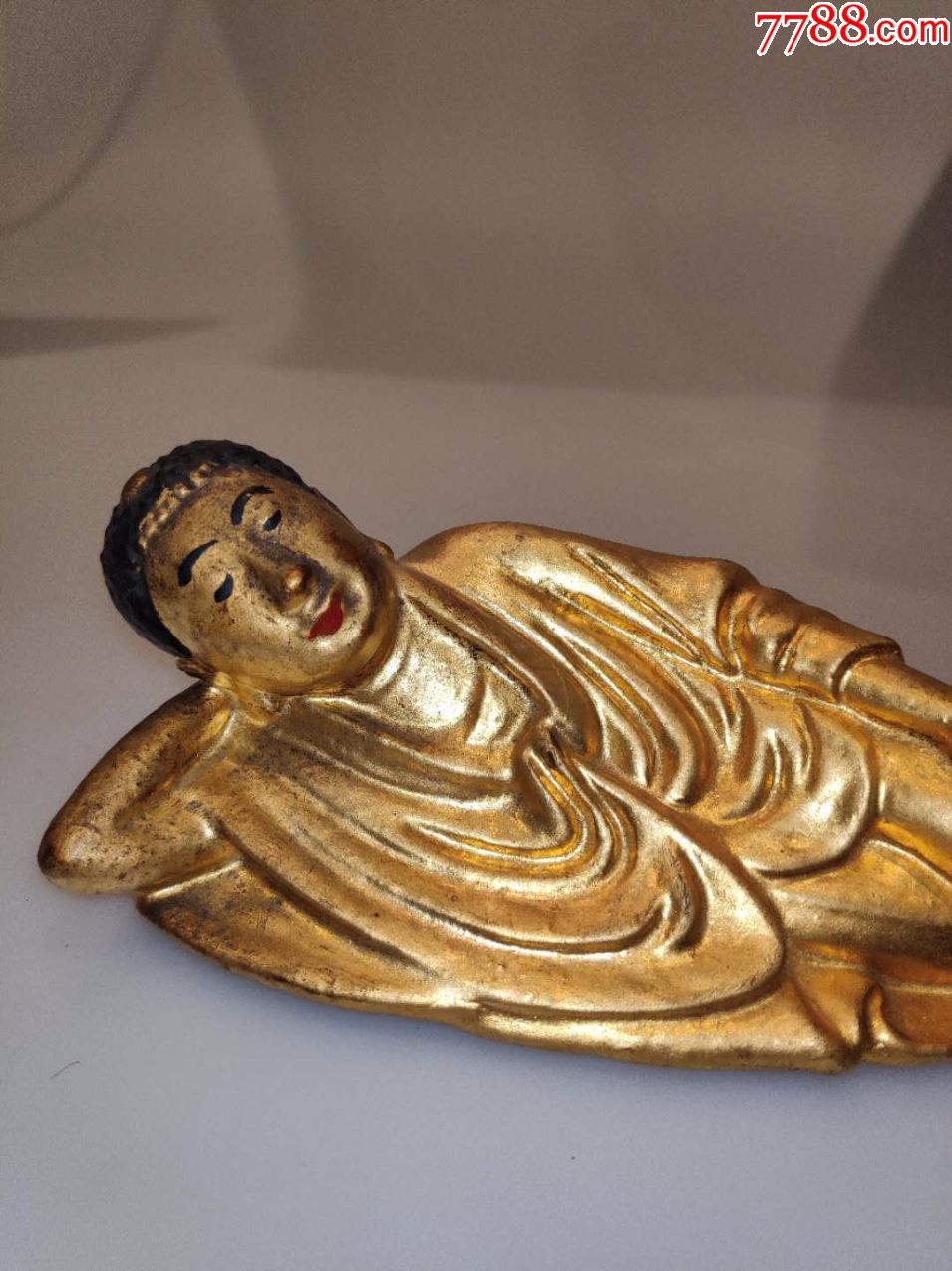 金色陶瓷睡罗汉古玩工艺品古董收藏品