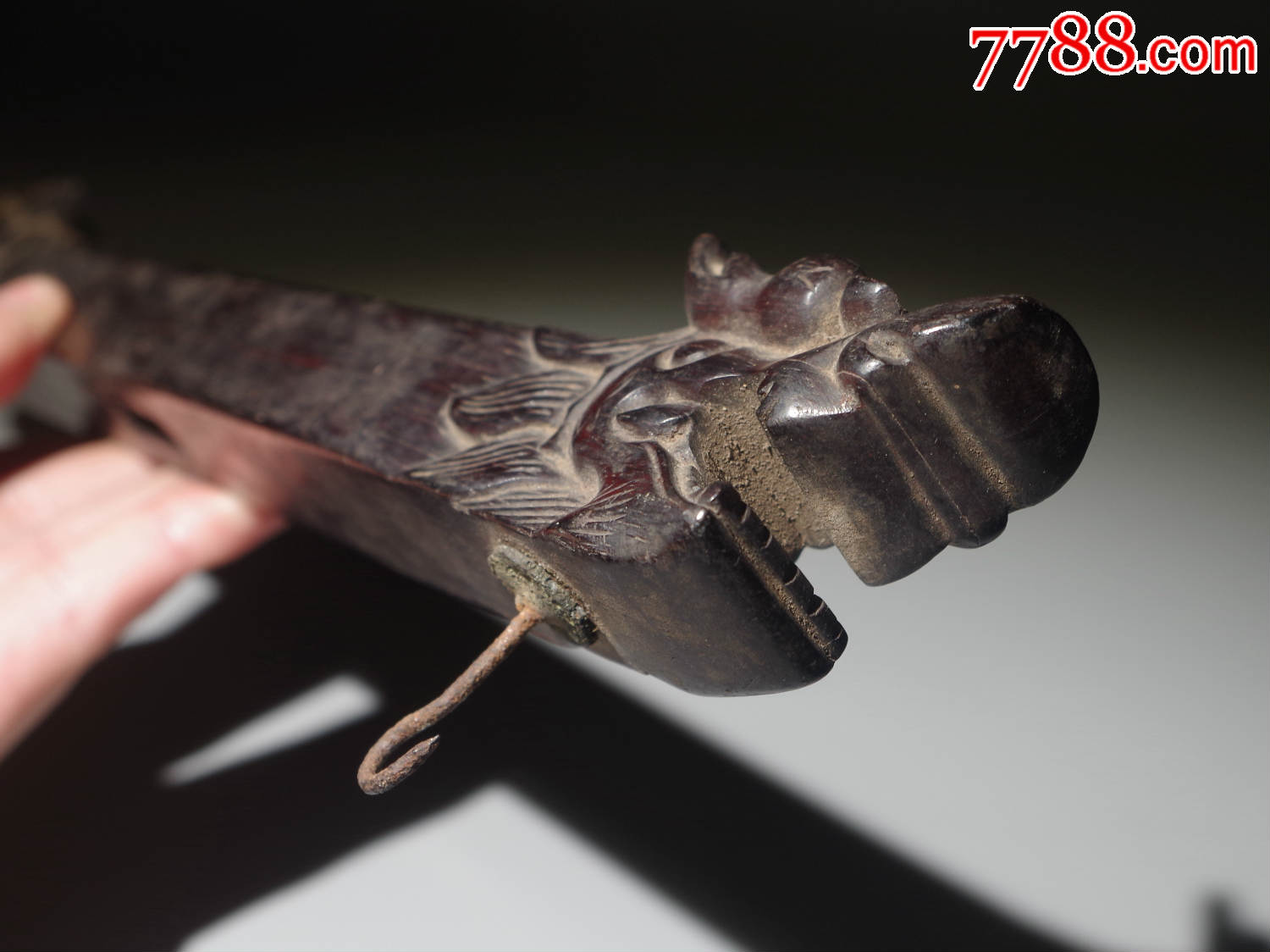 清代老红木龙形雕件酸枝木文房笔挂