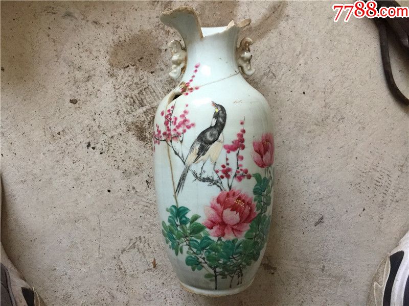 清末民国名家手绘喜上眉梢花鸟老花瓶赏瓶寸瓶尺瓶包老瓷器瓷片