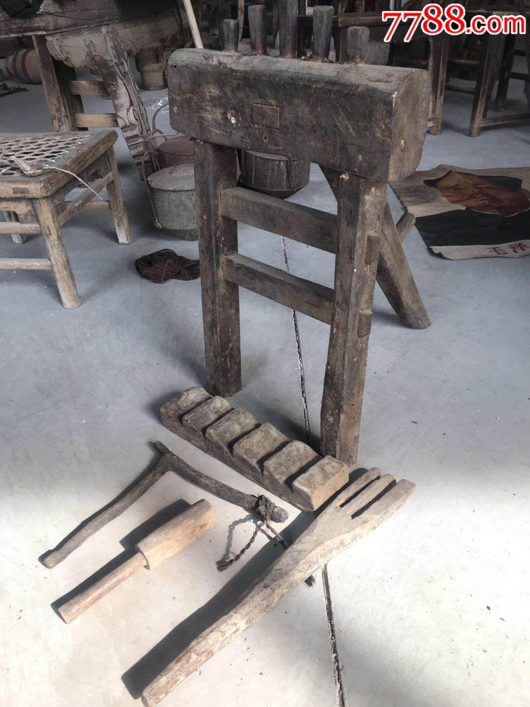 清代编草鞋工具五件套