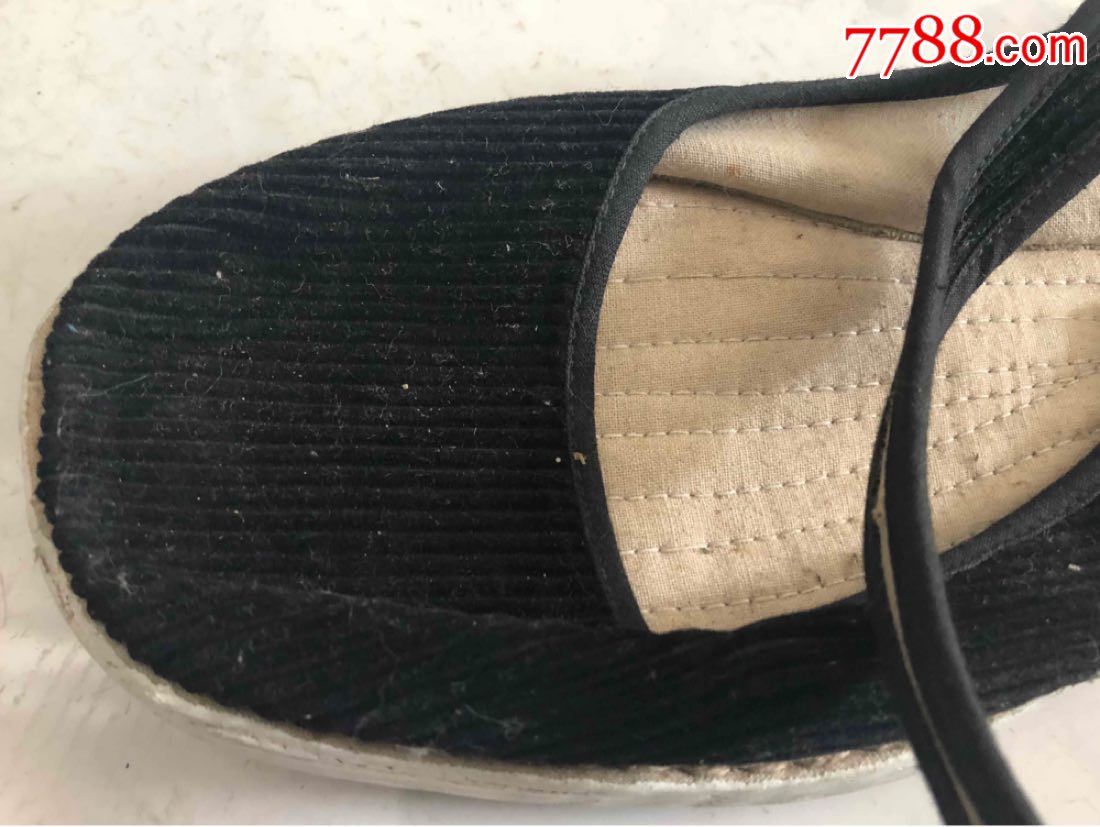 黑色条绒一带布鞋