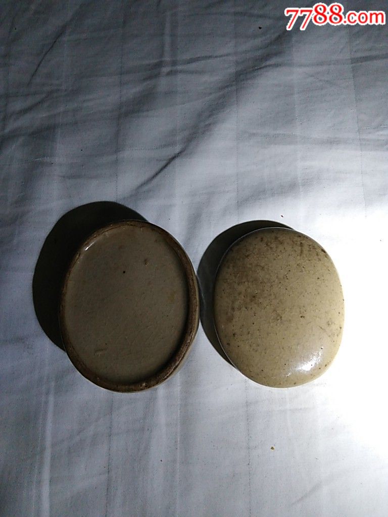 少见的明清时期瓷制墨盒印盒-花釉/窑变瓷-7788旧货商城