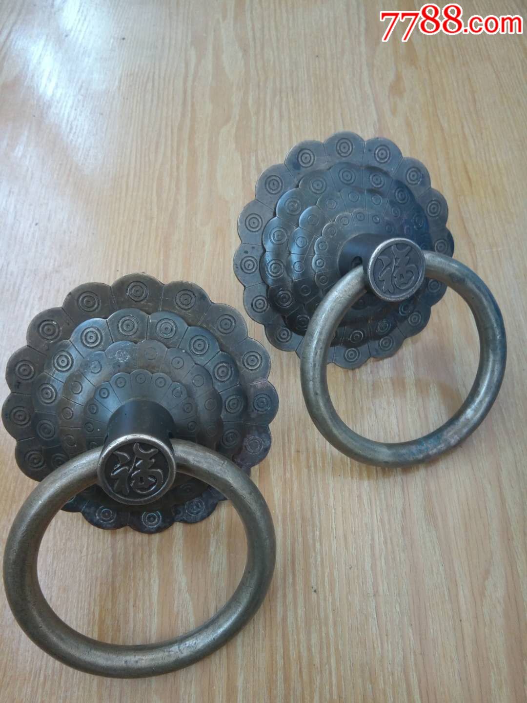 民国时期遗留大铜制门环一对_价格800元【龙裔古玩
