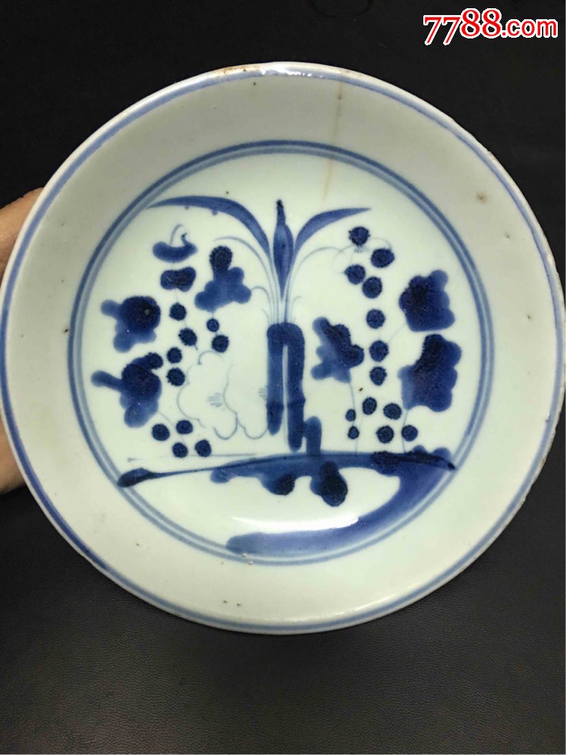 清朝兰花青花盘