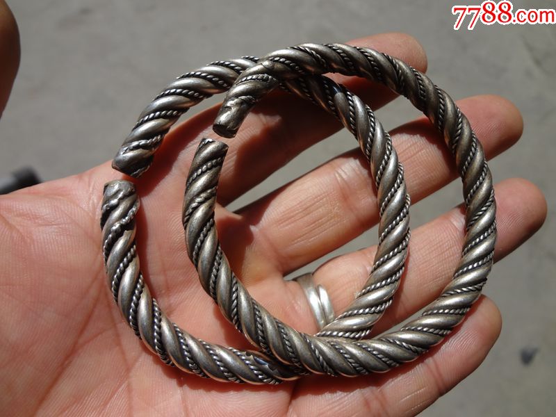 清代绞丝老银镯子一对_价格1280元【醉古轩】_第1张_7788收藏__收藏