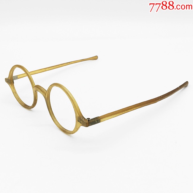 西洋古董眼镜.1920年美国制.牛角材质.民国圆框架.文艺气质老件