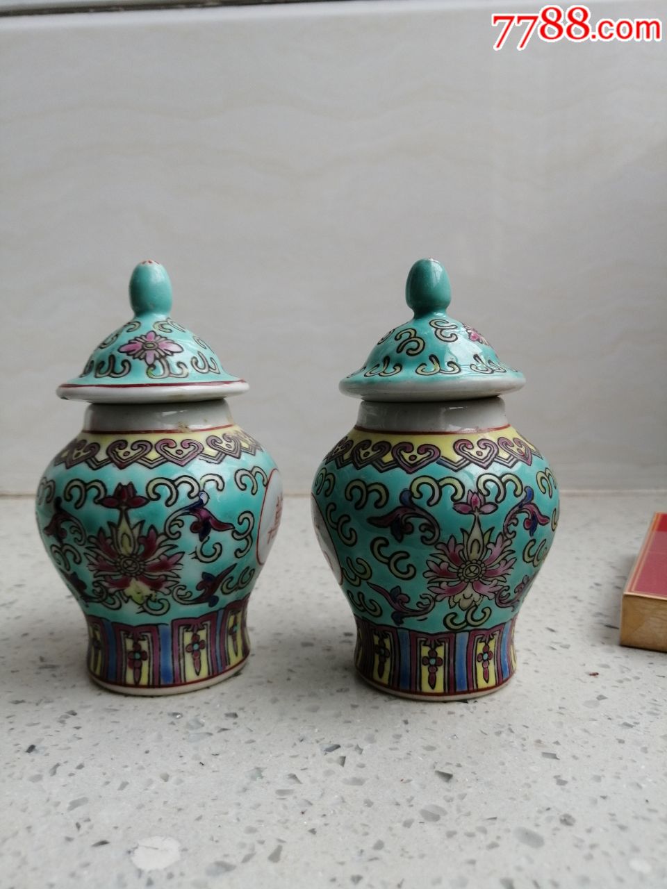 釉上彩将军罐一对