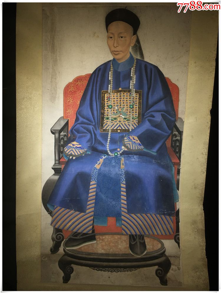 by-1554官员画二品官清代老画古玩古董民俗收藏尺寸:39x72
