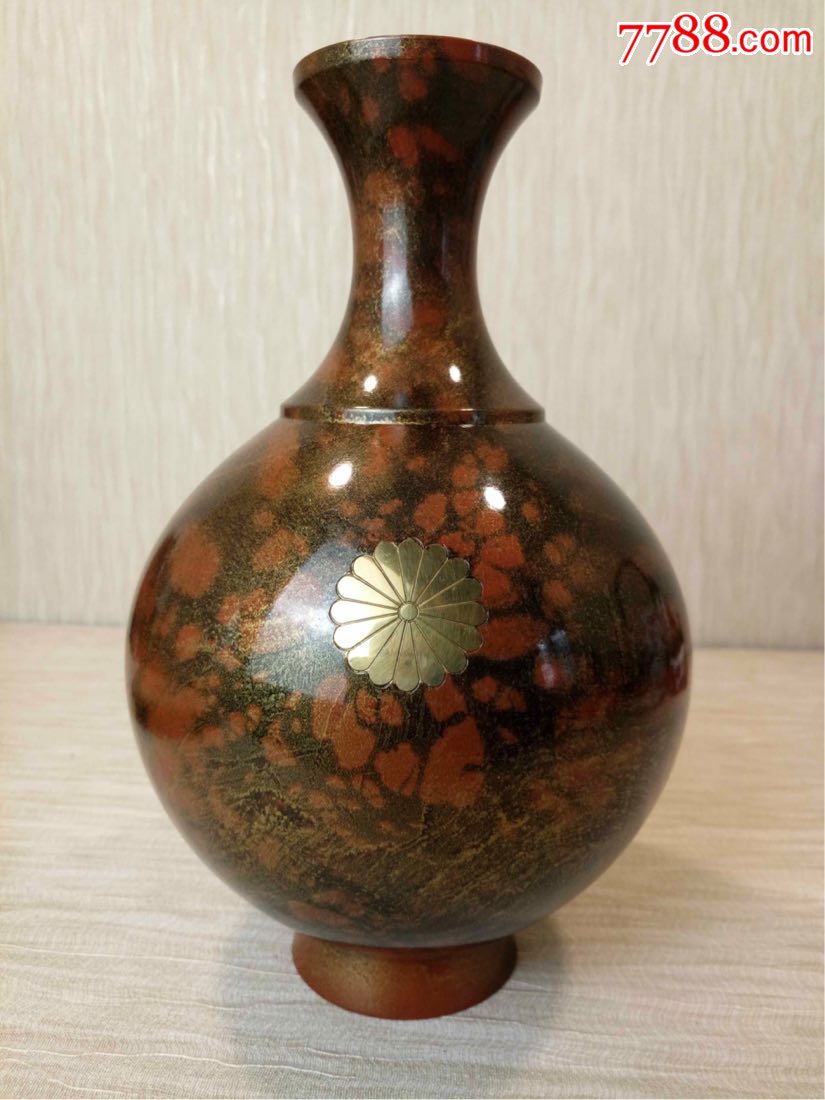 峰云款,花器,铜胎,瓶重556.