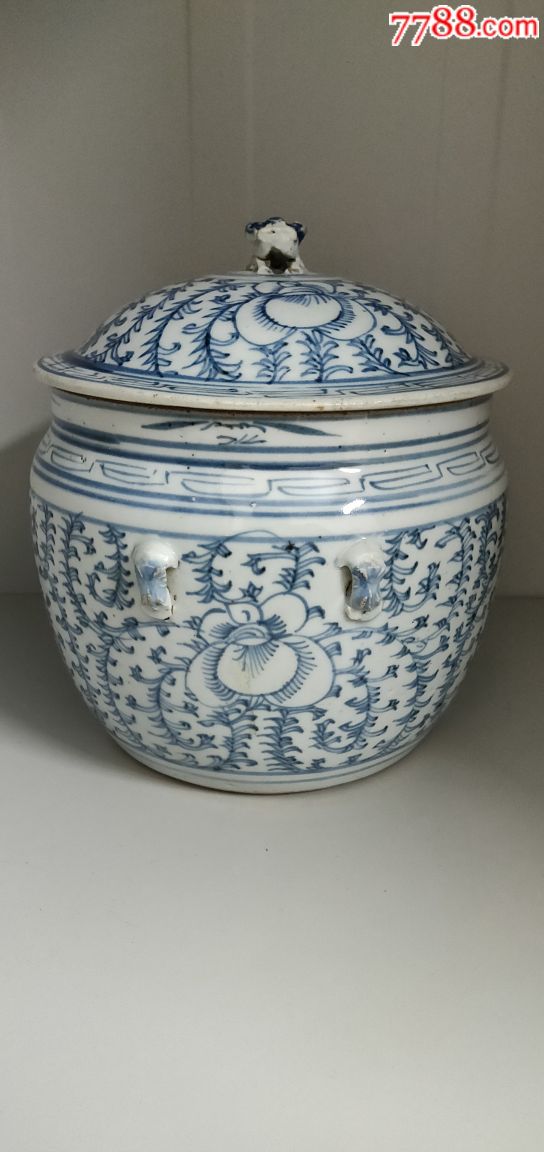 清中期青花缠枝莲大粥罐