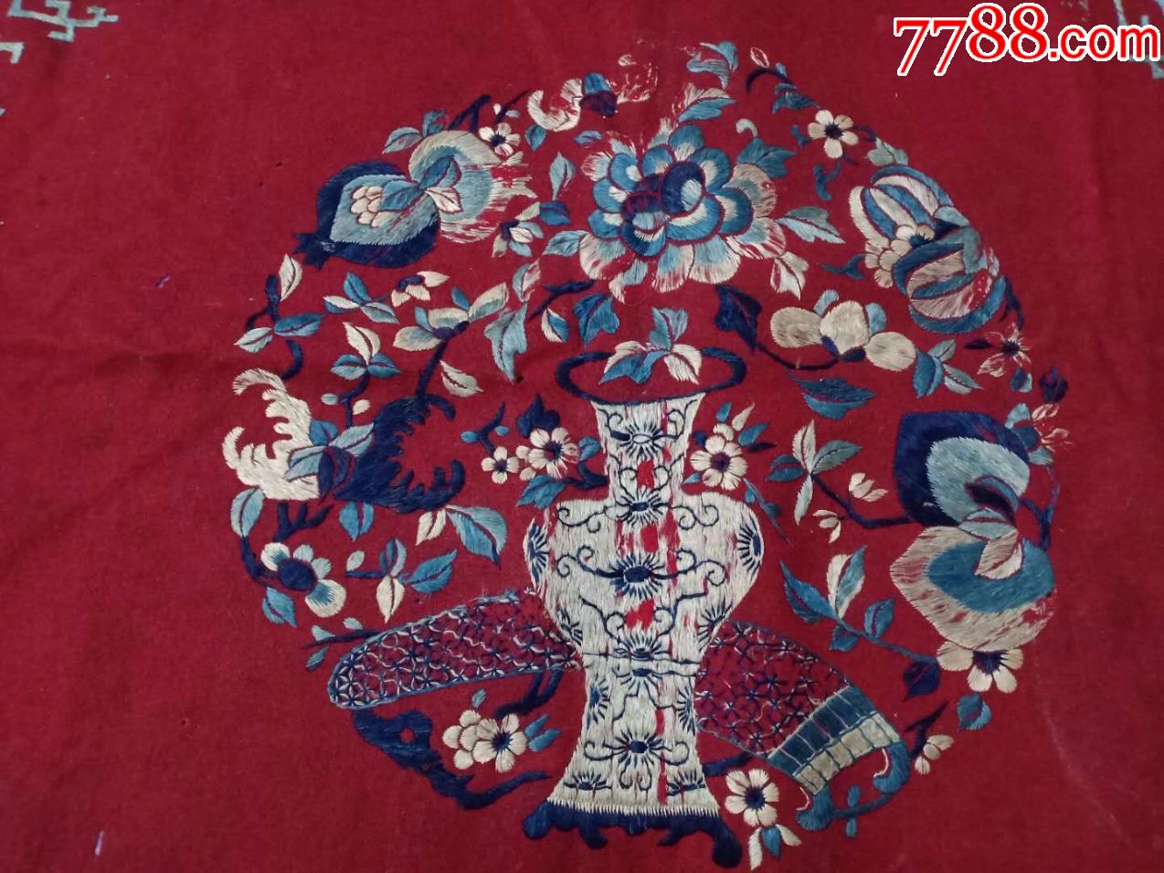 店清代刺绣平安富贵镜心尺寸8760cm