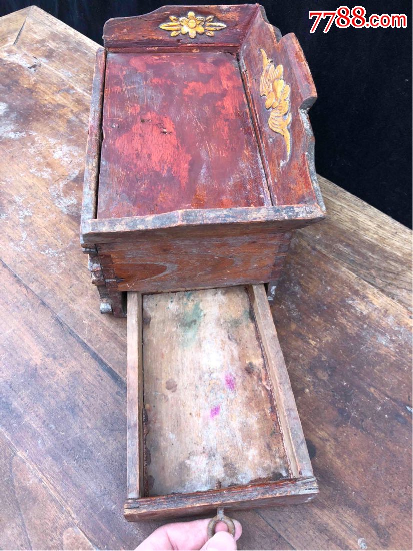 民国木雕针线盒首饰盒一个