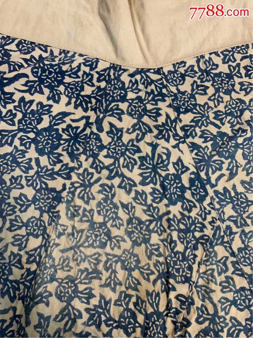 古董古玩收藏杂项近代服饰布料老蓝布土布裤子蓝花布民俗收藏