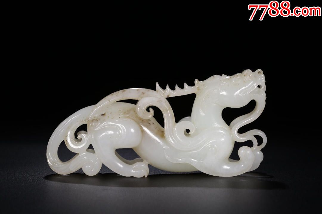 和田白玉镂雕螭龙摆件