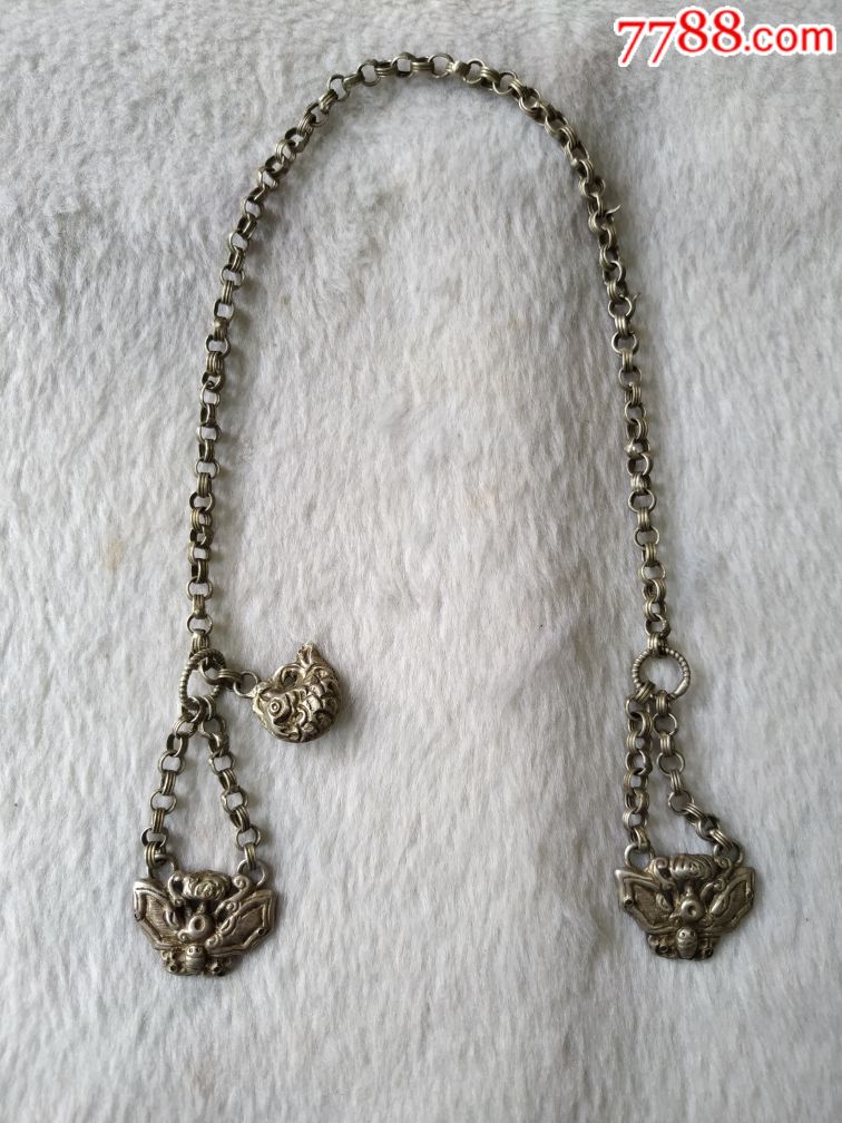 民国老银围裙链子环环相扣银链带一小鱼喜欢的朋友不要错过细节如图