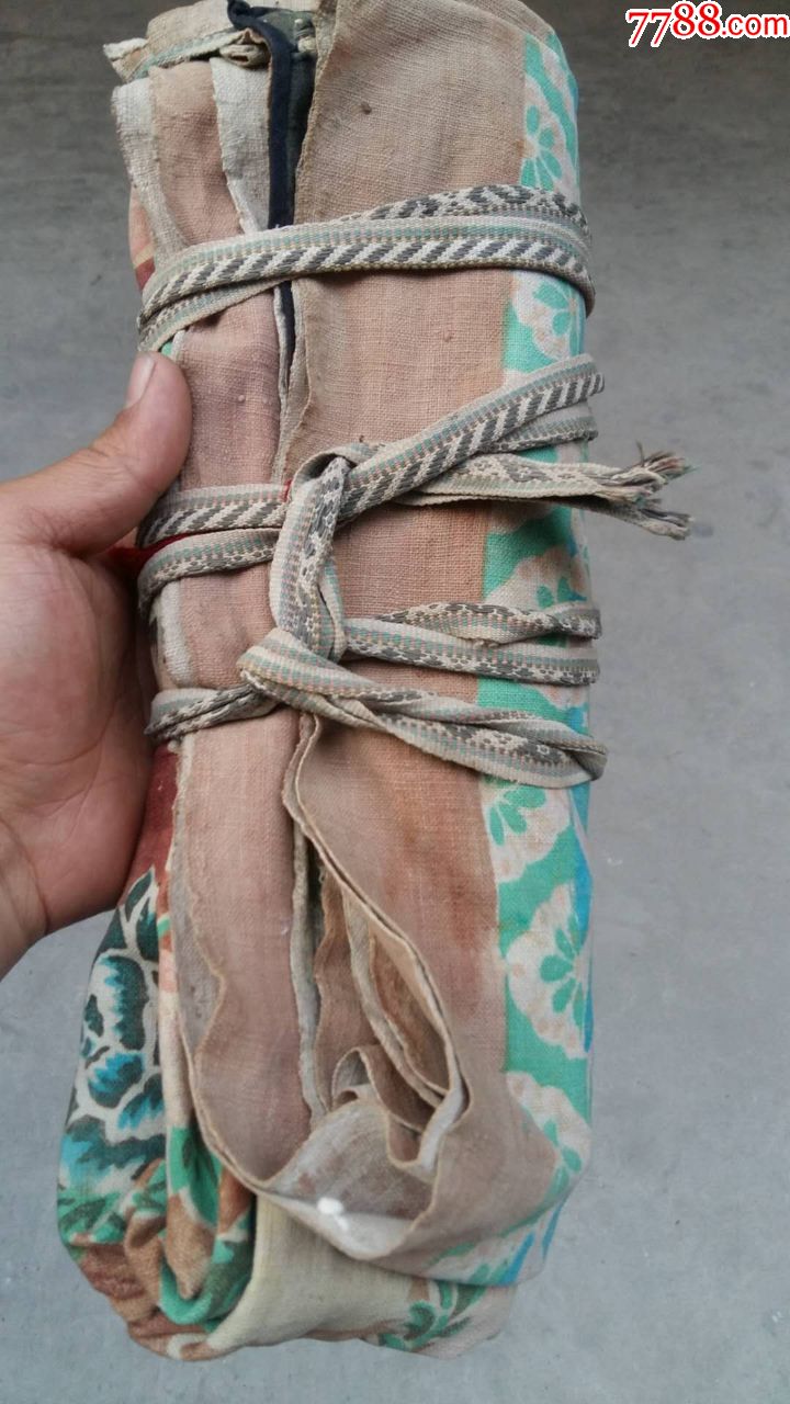 清代彩色印花布蝶恋花包袱布皮