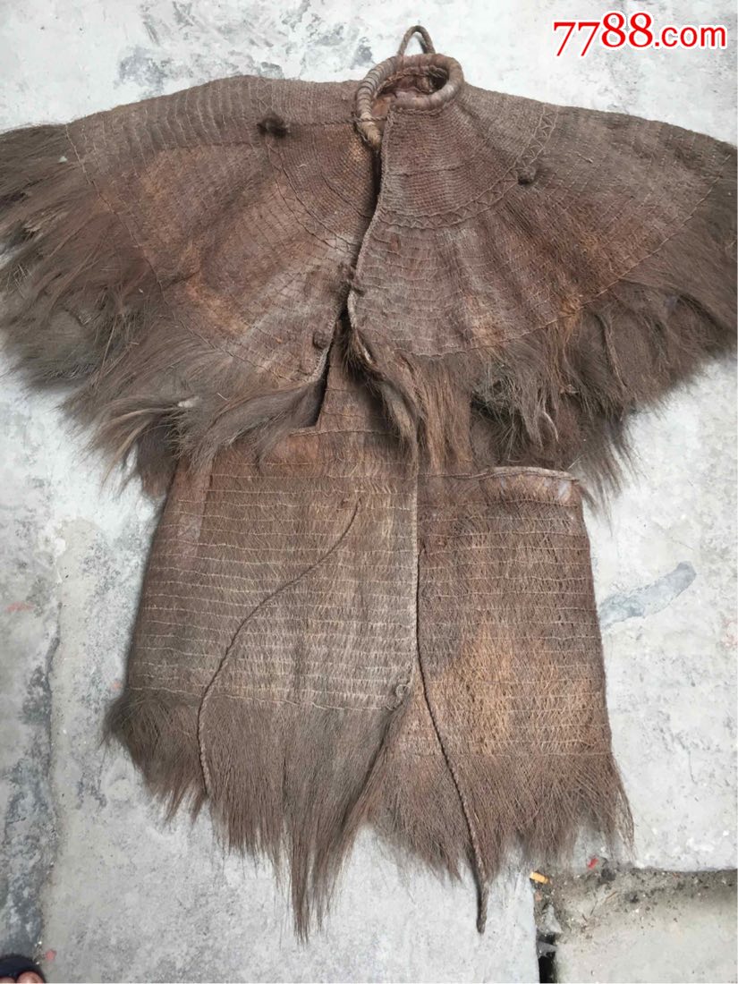 民国时期老蓑衣,棕麻手工编织,以前的雨衣现在可以挂在墙上做一件艺术