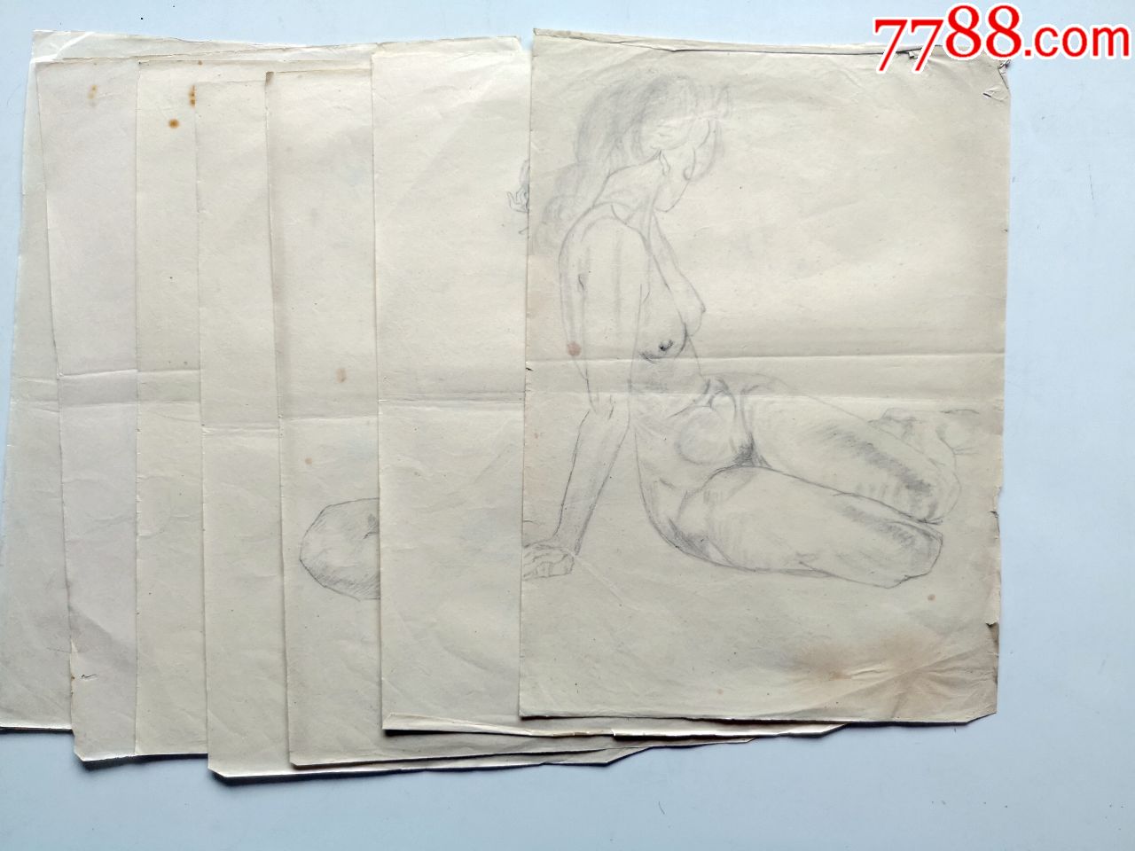 女性人体素描速写画稿原稿9张合售