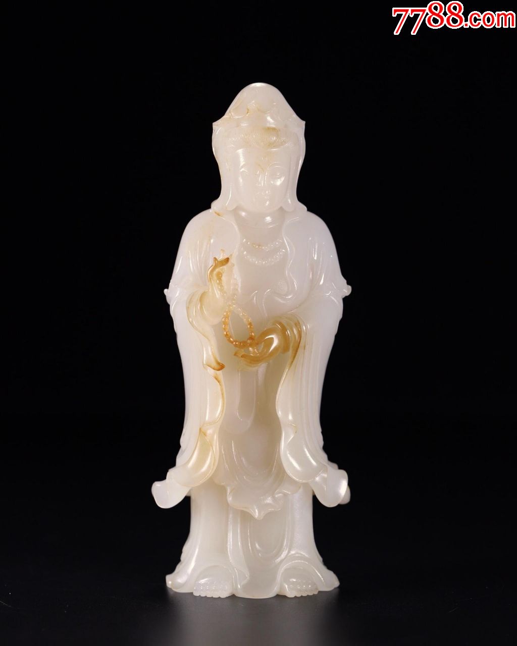 旧藏老和田玉观音雕像
