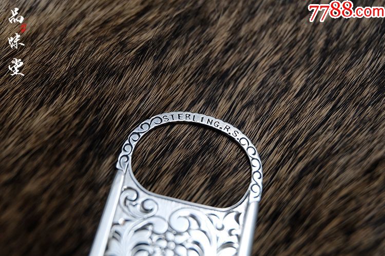 品味堂1920年美国产925纯银雪茄刀雪茄剪sterling錾花手工制作复古