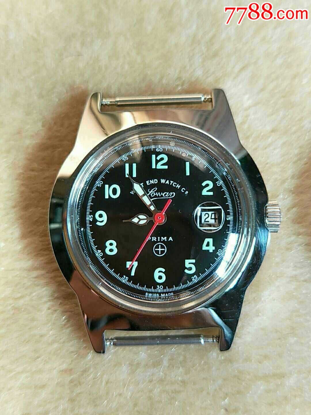 全新库存瑞士原装瓦时针黑面3号军表