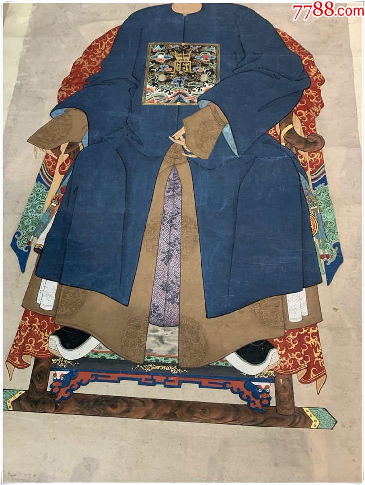 bz-2288#祖宗画一对/清代老字画/古画国画收藏