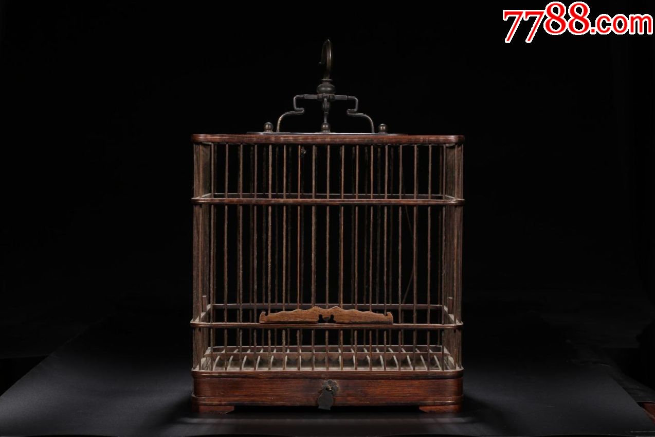 清代:黄花梨四方鸟笼高25.