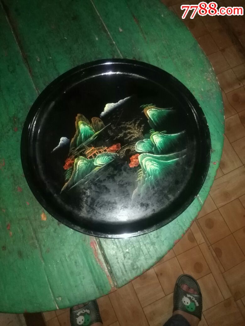 福州脱胎漆器山水茶盘