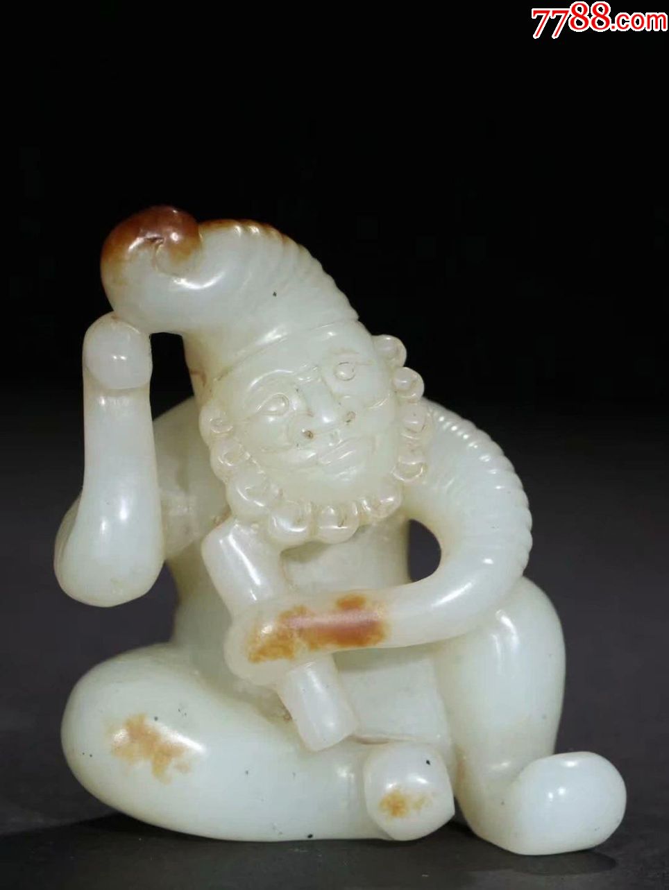 【玩家旧藏和田玉"胡人"雕件】