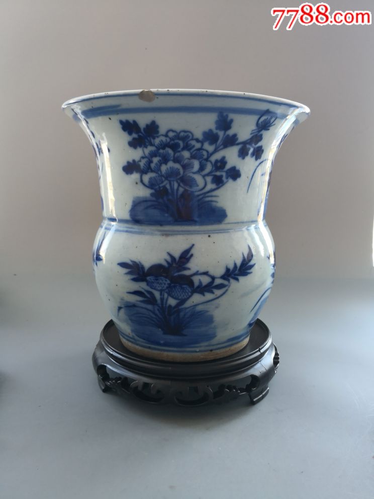 光绪青花四季花卉大渣斗