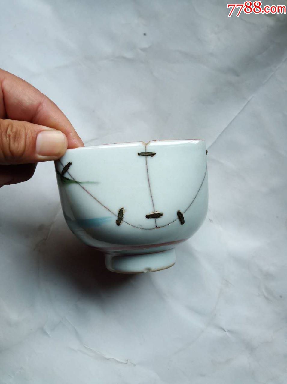 九谷--玉峰--方碗-日本官窑--裂缝之外毫无磨损--官窑气质尽显