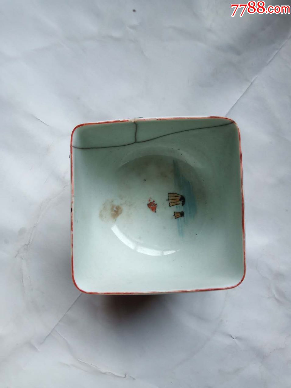 九谷--玉峰--方碗-日本官窑--裂缝之外毫无磨损--官窑气质尽显