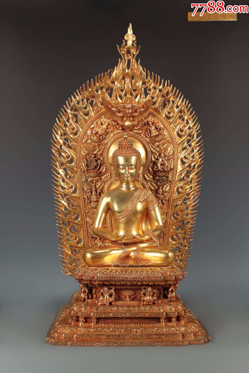 精铸铜胎鎏金阿弥陀佛坐像