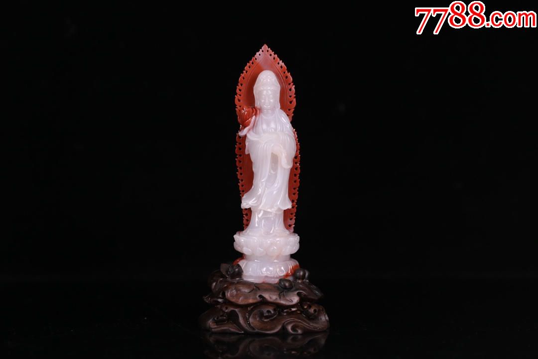 老玛瑙观音摆件