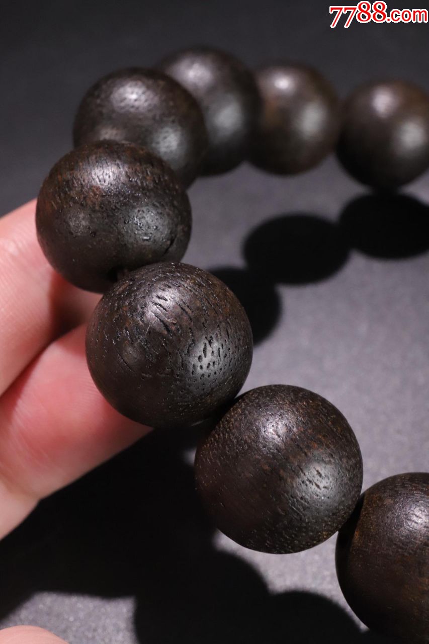 【老沉香素面圆珠手串】规格:珠径1.